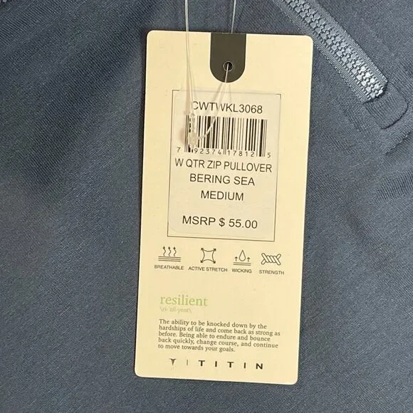 Titin | NWT Blue Quarter Zip Pullover Cropped Sweatshirt | Medium - Picture 8 of 8